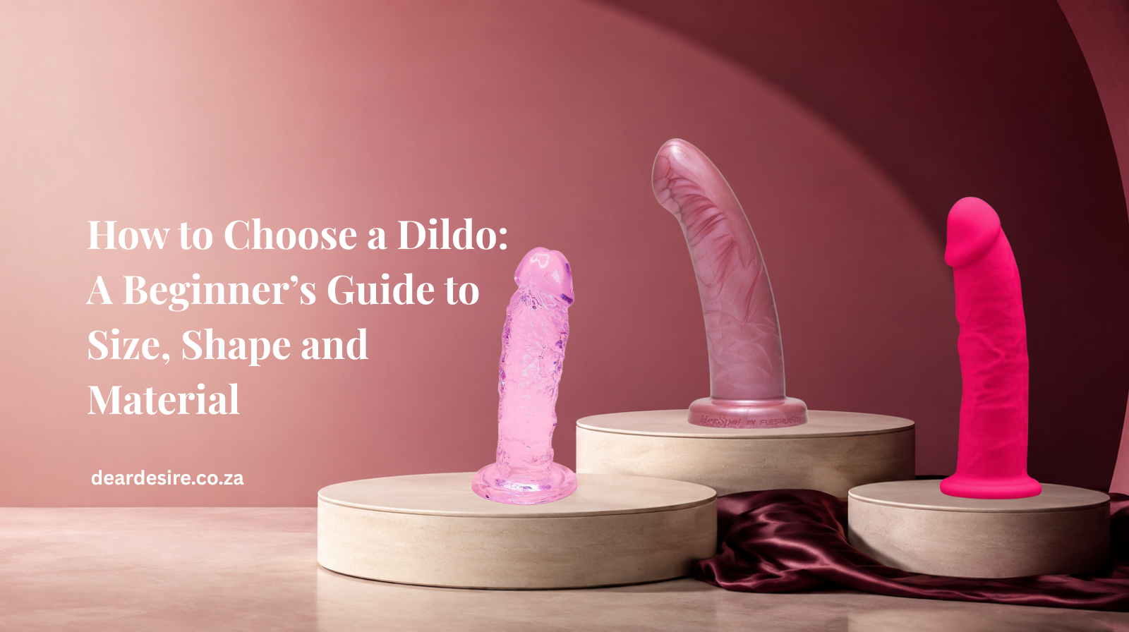 Beginner-friendly dildos displayed in an elegant Dear Desire product banner