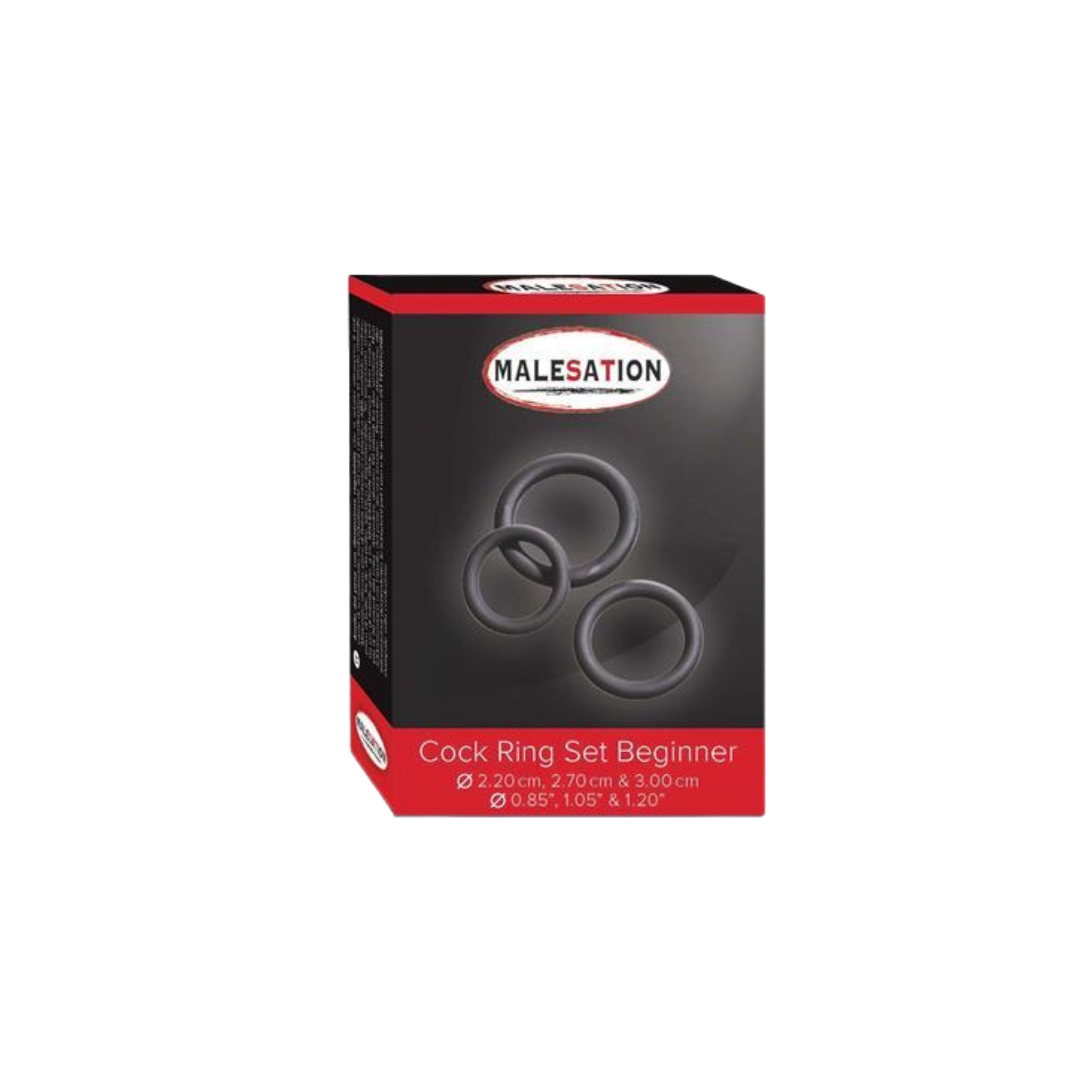 Malesation Cock Ring Beginner Set – three body-safe silicone rings in different sizes for enhanced performance and prolonged pleasure.