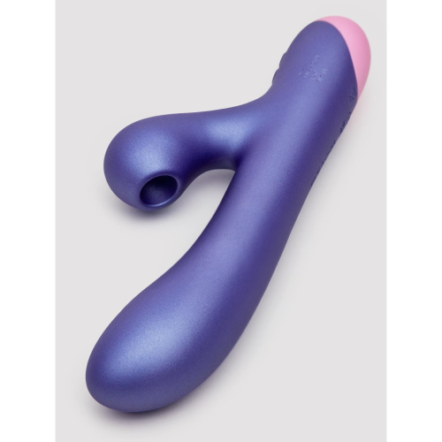 Romp Pulse vibrator with 2 powerful motors for G-spot vibration and clitoral air suction in a sleek, ergonomic shape.
