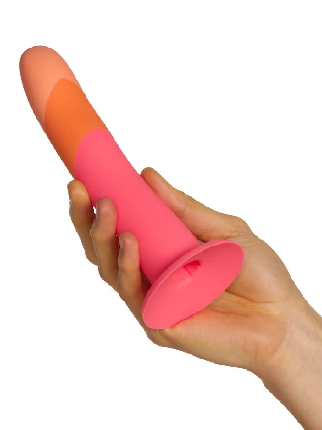 Romp Dizi silicone dildo with ergonomic curve, waterproof design, and option to insert bullet vibrator for added pleasure.