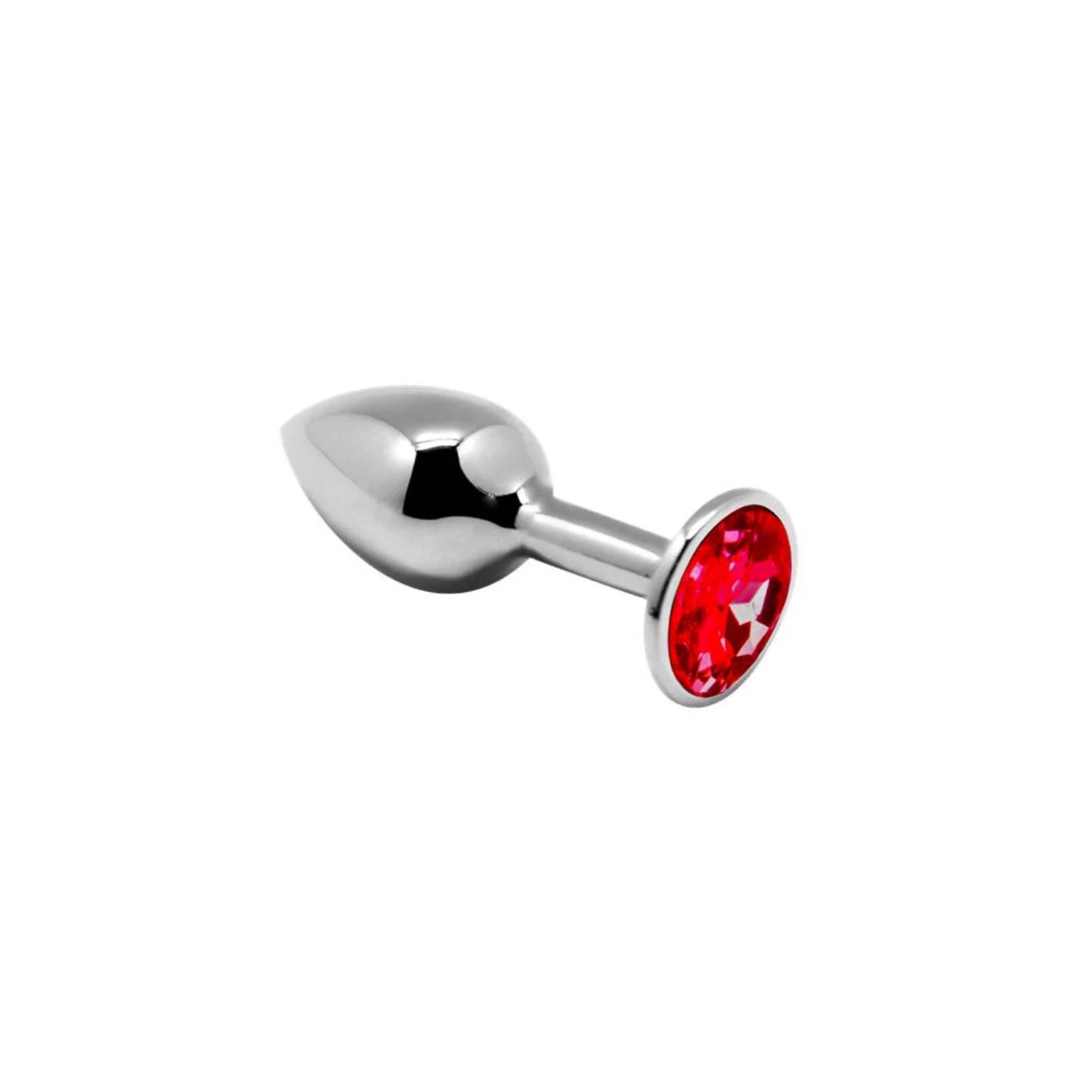 Small metal anal plug with red jewel