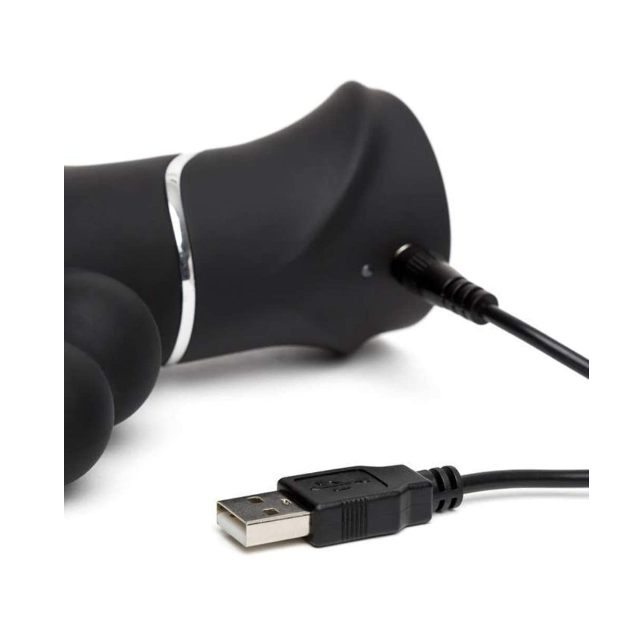 Black silicone sleeve with USB cable on a white background