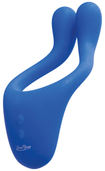 Beauments Doppio 3 – blue multifunction couples vibrator with flexible shape, powerful vibrations, and easy 2-button control.