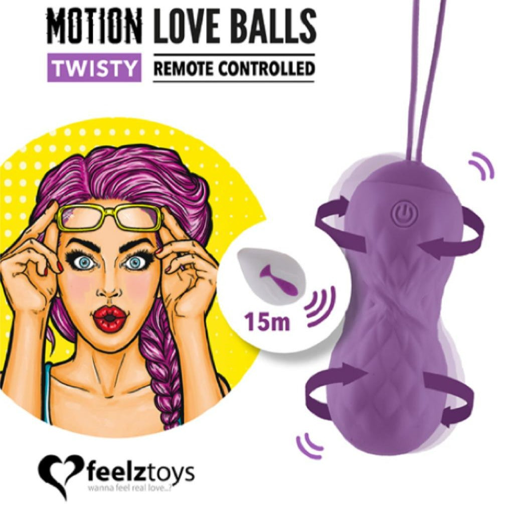 FeelzToys Motion Love Balls Twisty panty vibrator with curved, textured design and wireless remote
