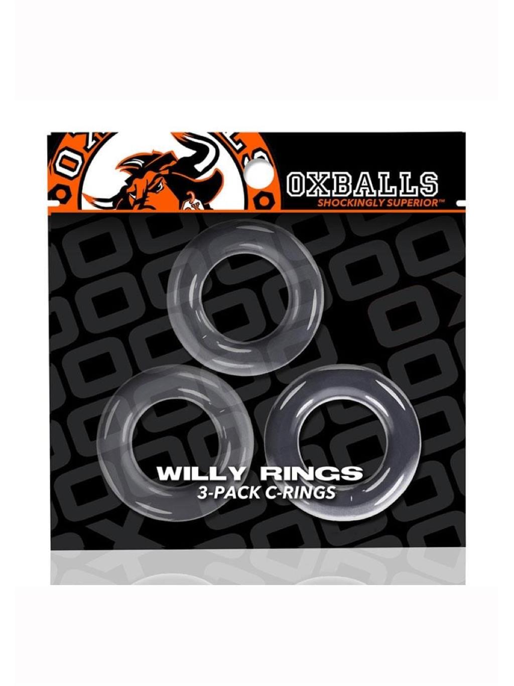 Set of three Oxballs cock rings in soft, body-safe silicone with smooth, rounded edges