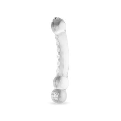 Fifty Shades Drive Me Crazy Glass Wand – double-ended glass dildo with temperature-responsive design for versatile stimulation.