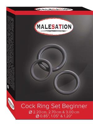 Malesation Silicone Cock Ring Set – beginner-friendly set of three flexible, classic cock rings for erection support and control.