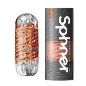 Tenga Spinner Hexa 02 – reusable male masturbator with internal coil that twists during use, featuring hexagonal textured stimulation.