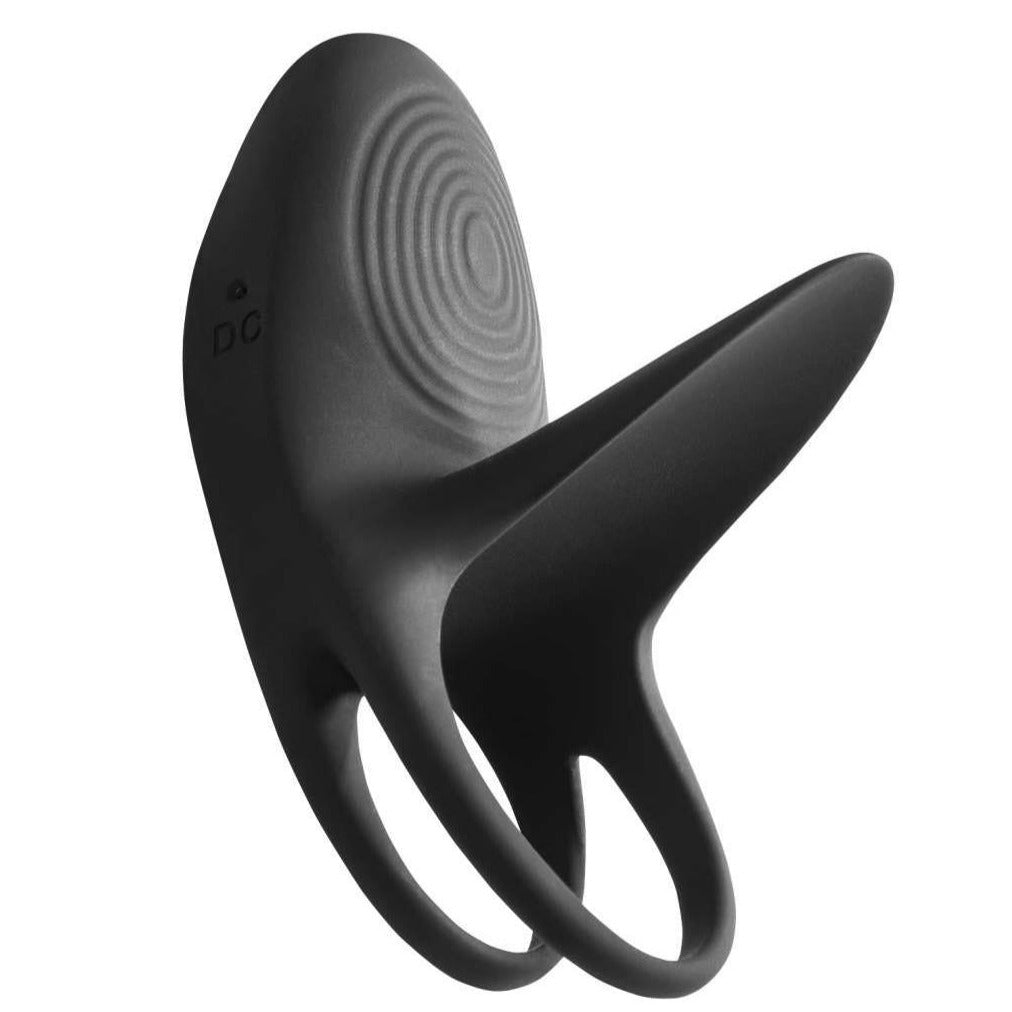 Malesation Vibro Pleasure vibrating penis ring in sleek black silicone with removable bullet vibrator