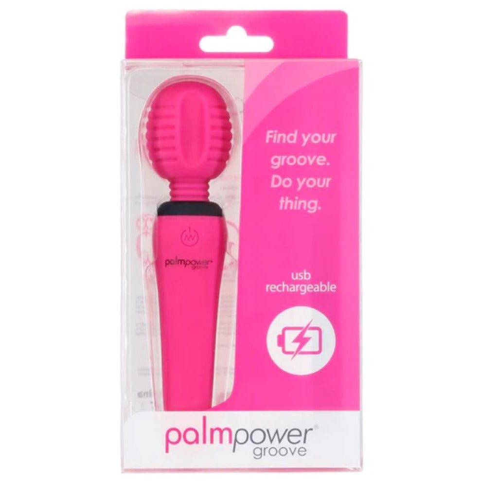 Swan Palm Power Groove Mini Wand - compact rechargeable wand massager with textured head for targeted stimulation