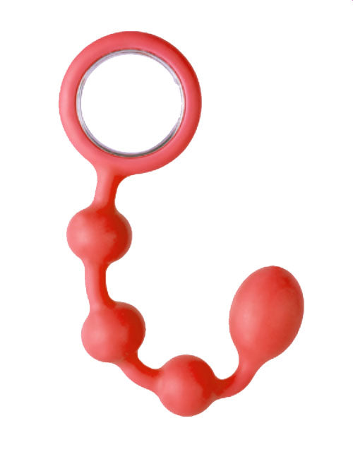 Choke 18cm Anal Beads – red silicone anal beads with ergonomic pull ring and stimulating texture for enhanced backdoor pleasure.