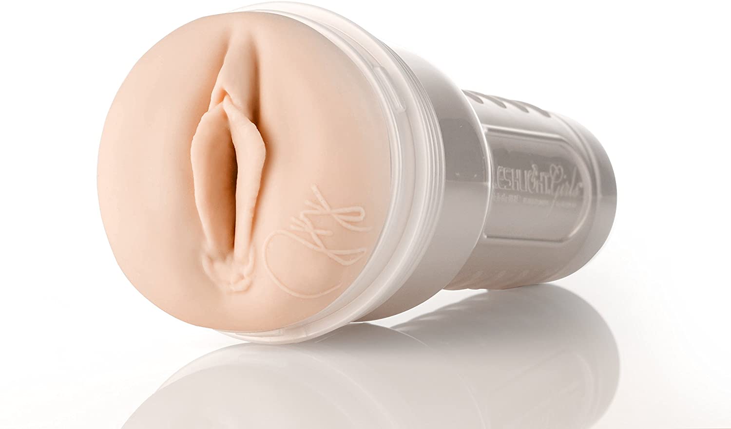 Close-up of realistic vaginal opening on Fleshlight Girls Jenna Haze Obsession sleeve