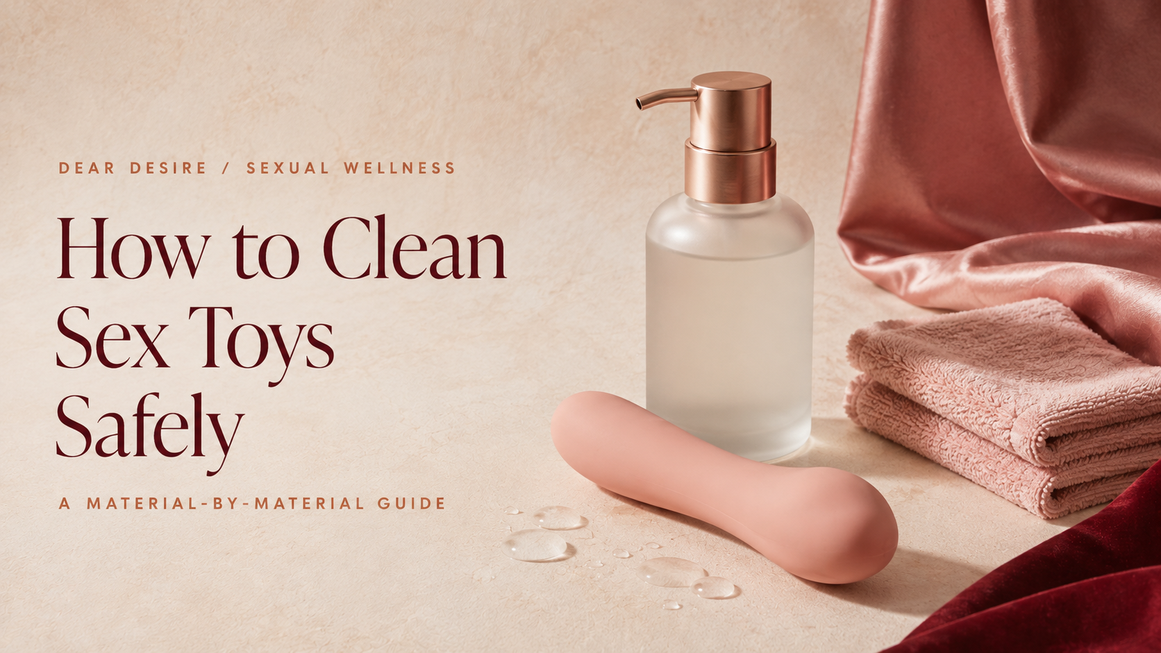 Sex-toy cleaning essentials with silicone vibrator and clean towel