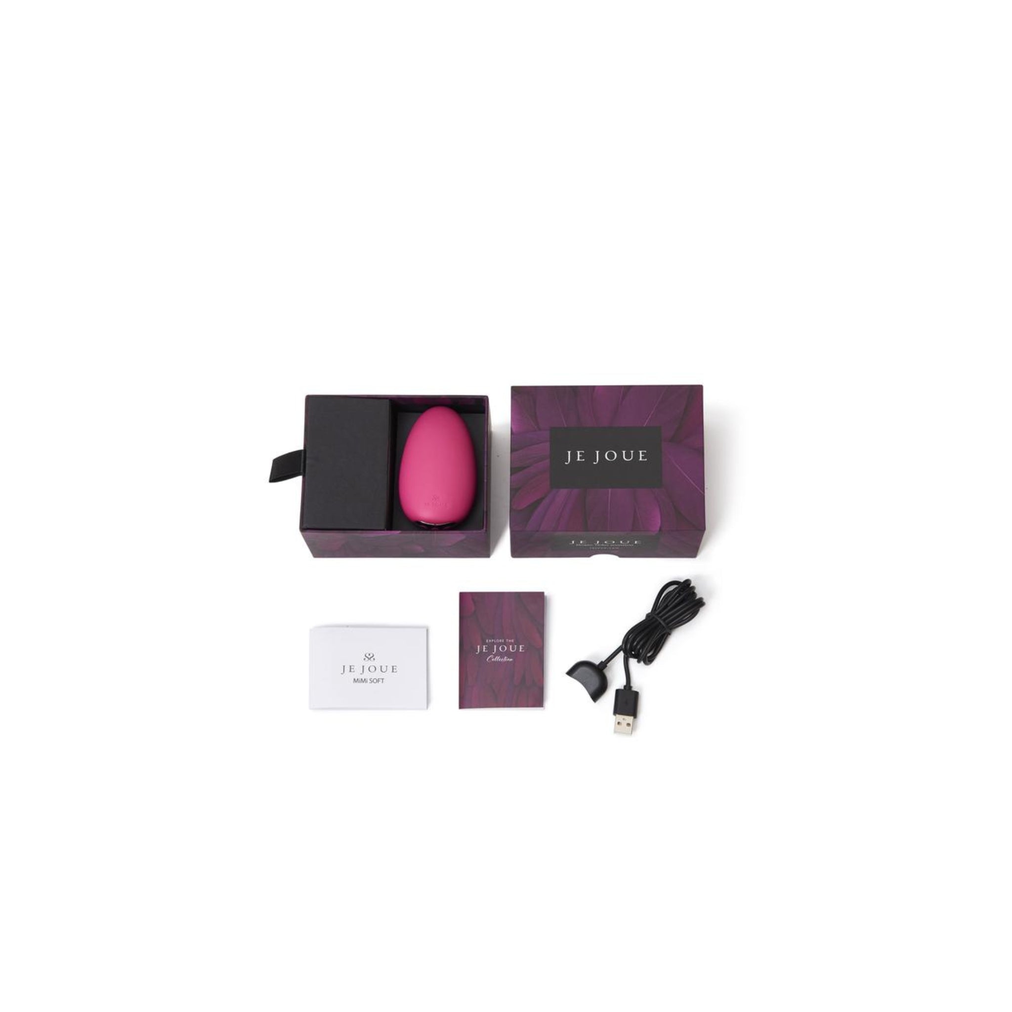 Pink Je Joue Mimi Soft with magnetic charger and packaging, offering five powerful vibration modes in a sleek, beginner-friendly design.
