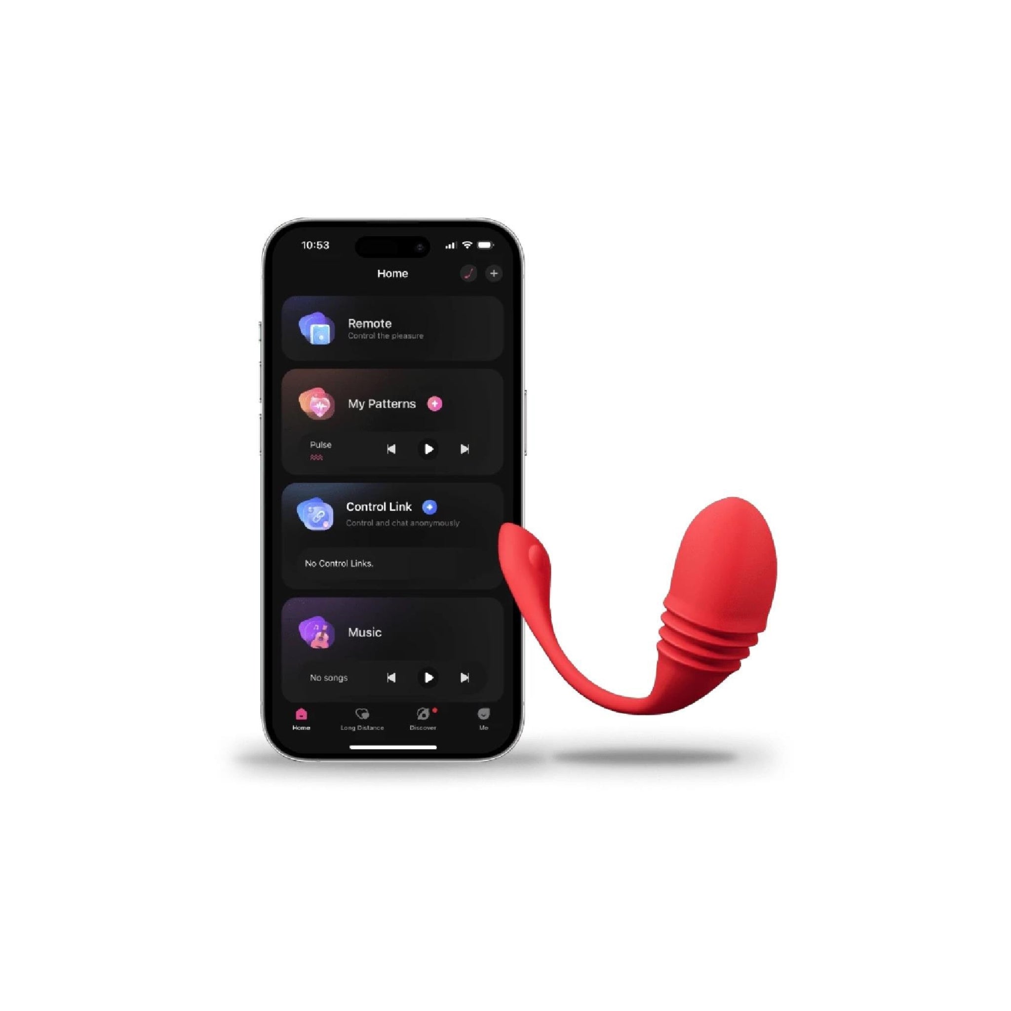 Unboxed Lovense Vulse massager showing curved shape and rotating stimulation beads