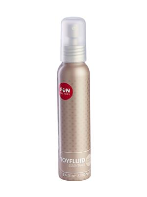 Fun Factory Toyfluid Lubricant in sleek silver bottle with red cap and playful branding
