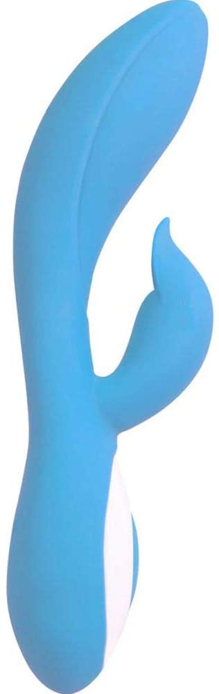 Wonderlust Harmony dual vibrator in blue with curved internal shaft and clitoral stimulator
