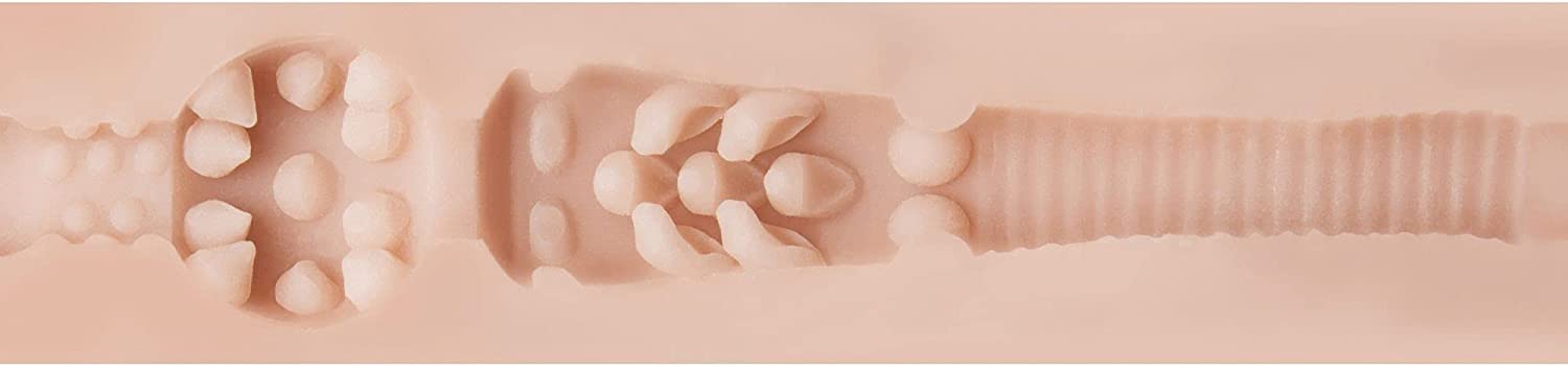 Close-up of Stoya Destroya’s intense inner texture with 360° pleasure dome, rings, and fangs for maximum stimulation.