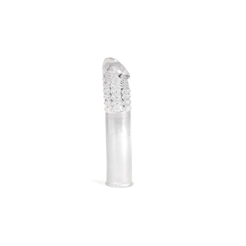SC Lidl Extra Sleeve – transparent silicone penis extender with front stimulation knobs, 19cm long for intensified pleasure.