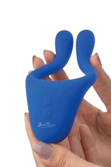 flexible blue silicone toy for couples, featuring 7 quiet modes, waterproof body, and USB recharge.