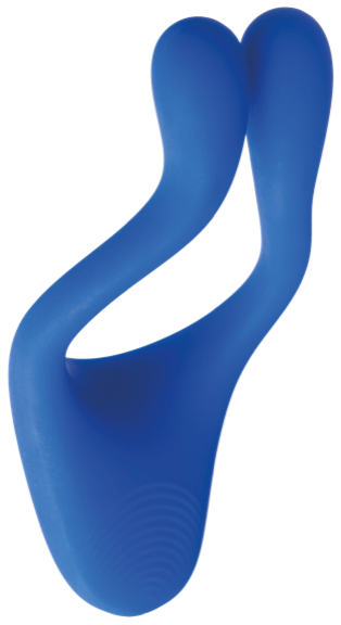 Doppio 3 by Beauments – blue silicone couples vibrator with 7 modes, quiet motors, and waterproof, USB-rechargeable design.
