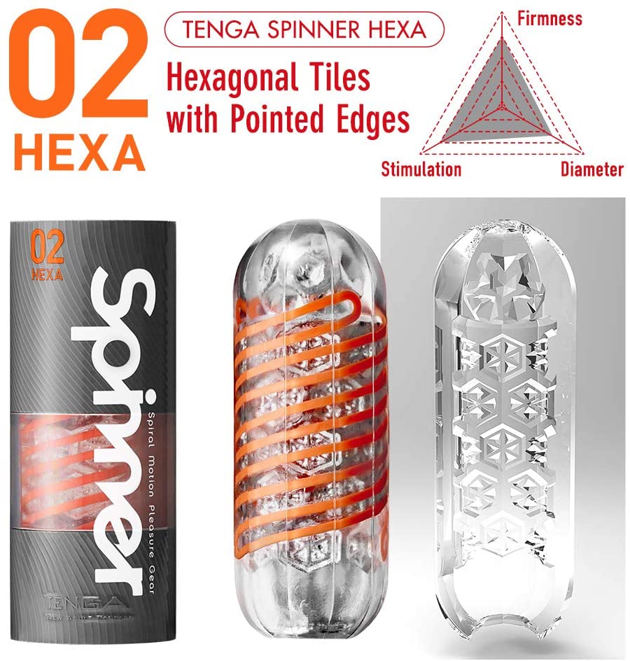 Tenga Spinner 02 Hexa – male stroker with internal twist motion and hexagonal tiles for intense, rotating sensations.