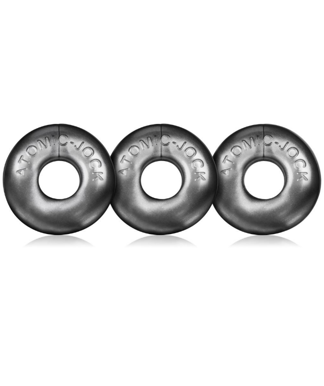 Set of three Oxballs Ringer cock rings in smooth black silicone, designed for snug and comfortable fit