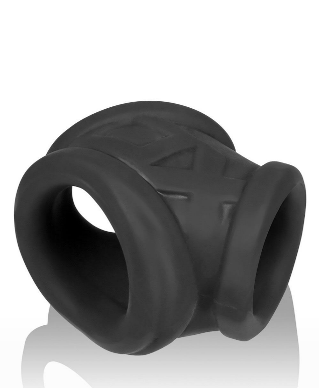 Black Oxballs Oxsling featuring thick, flexible rings and open base for secure, comfortable fit