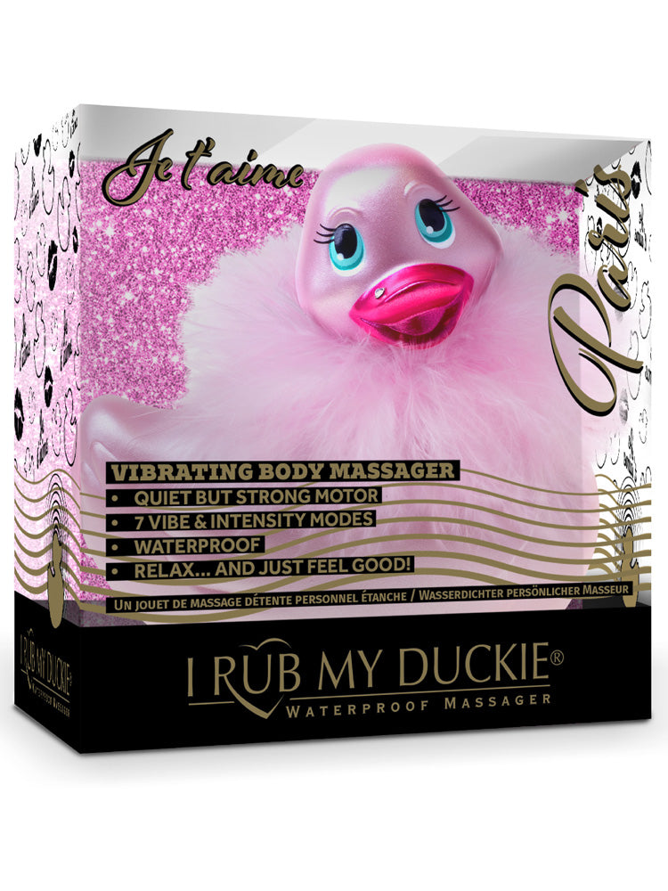 Paris Rose I Rub My Duckie – quiet, waterproof vibrator disguised as a rubber duck with chic Parisian design.