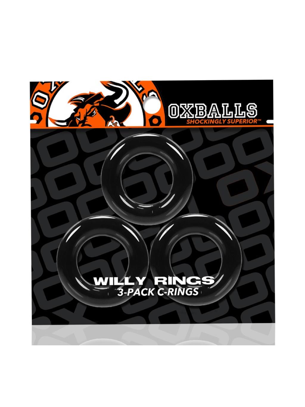 Set of three Oxballs cock rings in soft, body-safe silicone with smooth, rounded edges