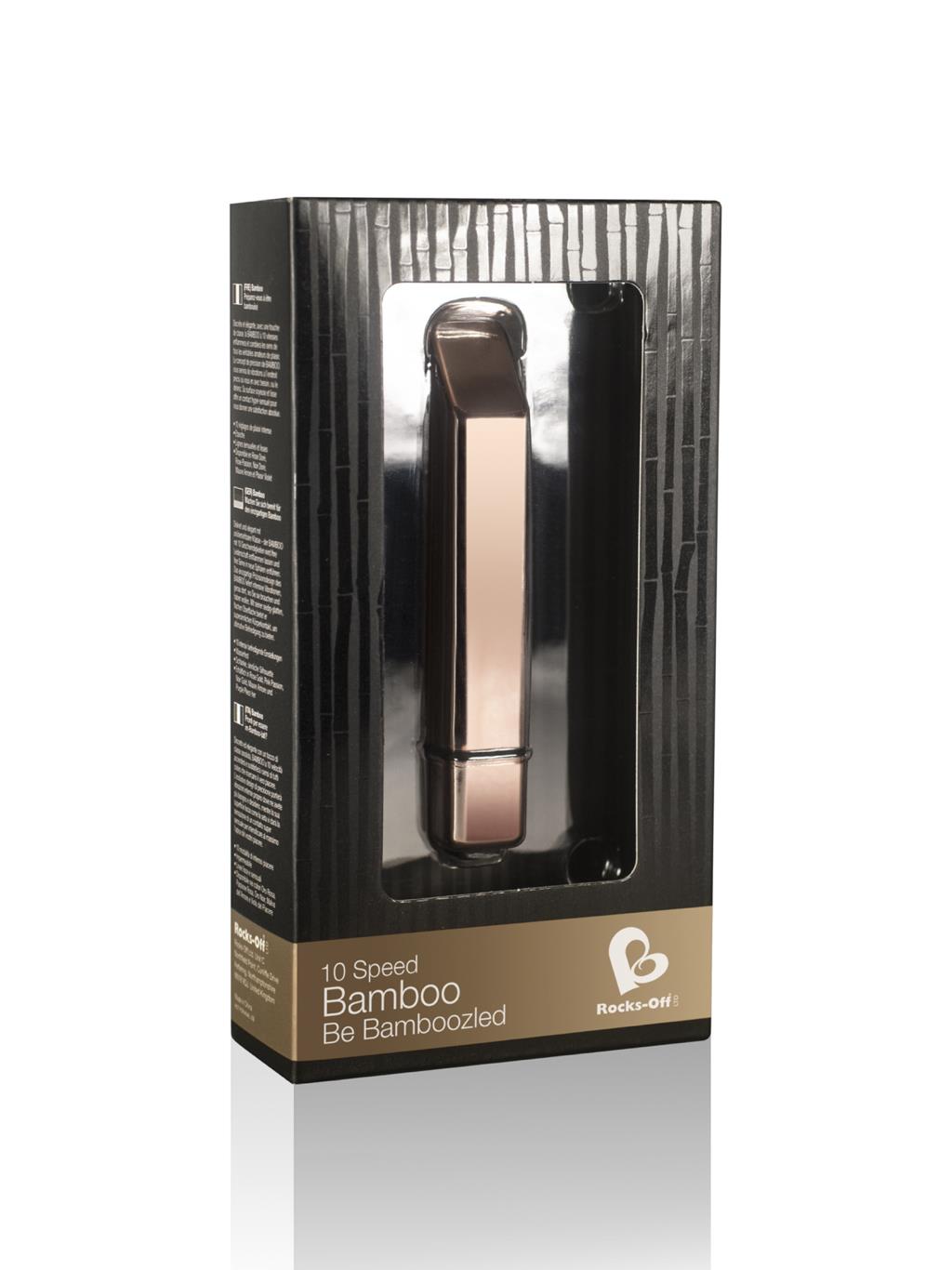 Bamboo by Rocks-Off – discreet, lipstick-style bullet vibe with 10 vibration modes and silky-smooth surface for sensual pleasure.
