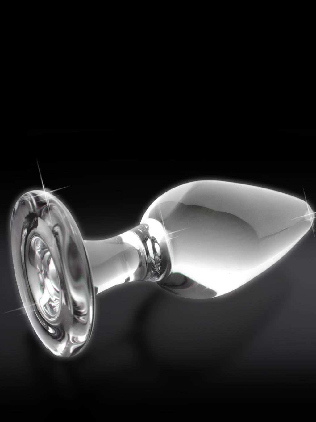 Icicles No. 26 – sleek, clear glass butt plug with smooth finish, ideal for temperature and sensation play.