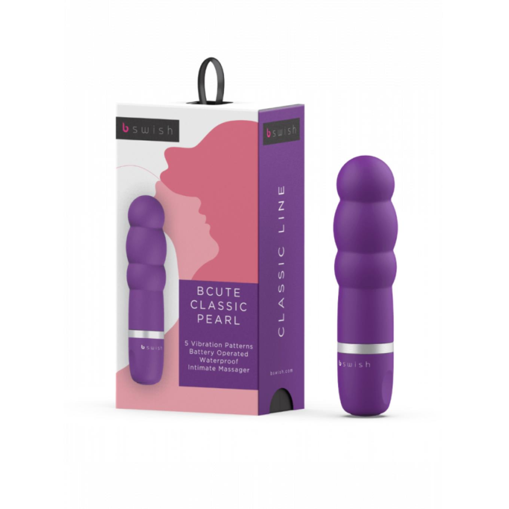 BSwish Bcute Classic Pearl Vibrator in Purple – compact, ripple-textured vibe with 5 vibration modes for teasing and pleasing.