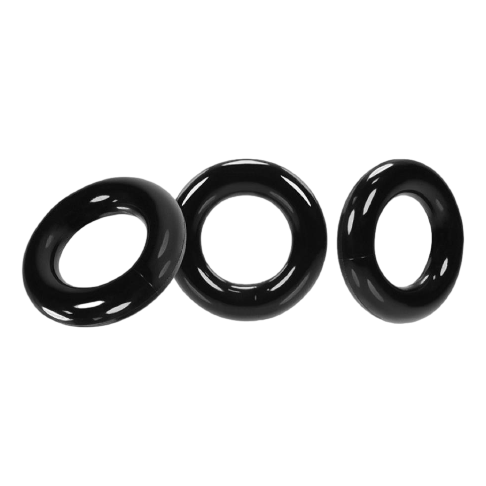 Oxballs Willy Ring 3 Pack featuring three stretchy silicone rings in varying sizes for customized fit and support