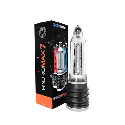 Bathmate Hydromax7 Clear – water-based penis pump for erection enhancement, suitable for lengths up to 18cm.