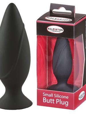 Malesation Small Silicone Anal Plug displayed alongside its retail packaging.