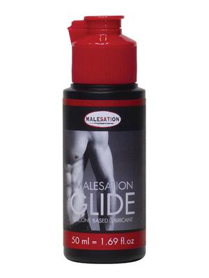 Malesation Silicone Lubricant bottle styled among massage candles and towels, suggesting a sensual experience.