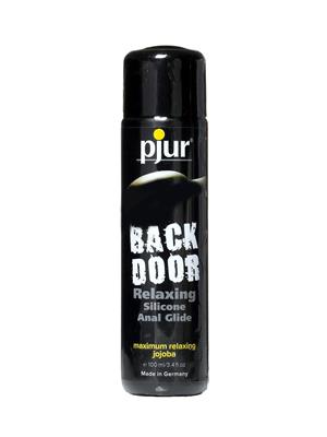 Pjur BACK DOOR Silicone-Based Lubricant 100ml – front view of the bottle featuring the black label and product name in bold white text.