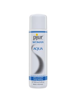 Pjur Woman Aqua water-based lubricant 100ml bottle – premium moisturizing formula for sensitive skin.