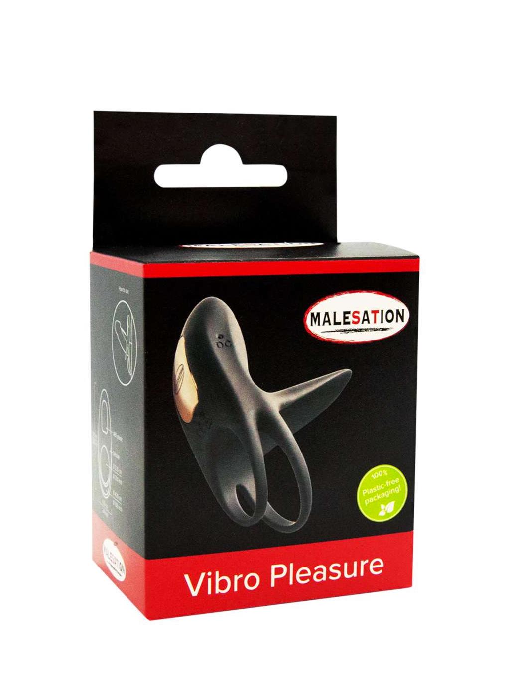 Front view of Malesation Vibro Pleasure packaging, designed for couples with powerful vibrating motor