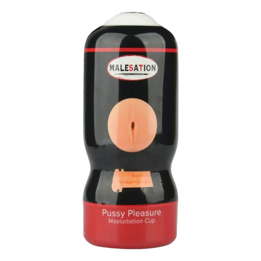 Flesh-tone Malesation Pleasure Cup – male masturbator with textured inner sleeve, ergonomic design, and bullet-ready cavity.