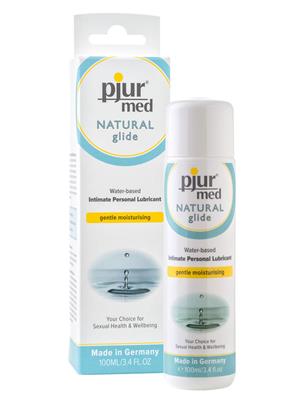 Front view of Pjur Med Natural Glide, a water-based lubricant made with natural ingredients for sensitive skin