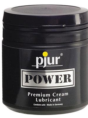 Front view of Pjur Premium Cream jar, a long-lasting silicone and water-based hybrid formula