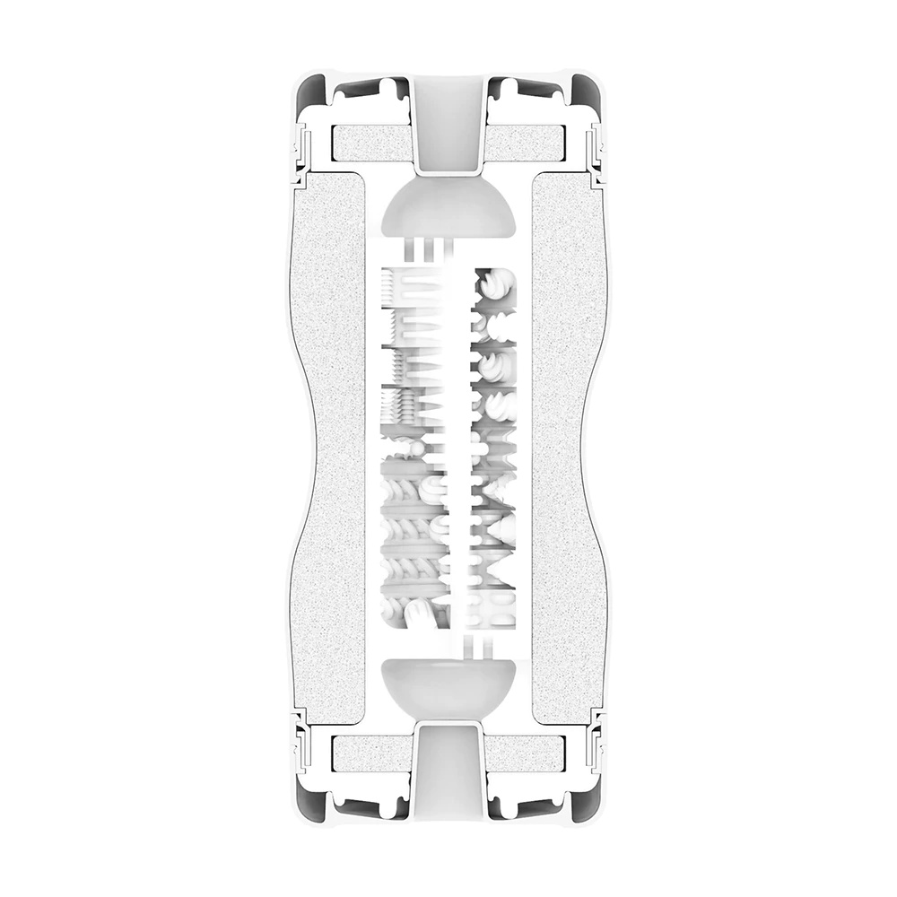 Illustrated cutaway of Sensation Cup showing textured inner sleeves with tough and tender zones